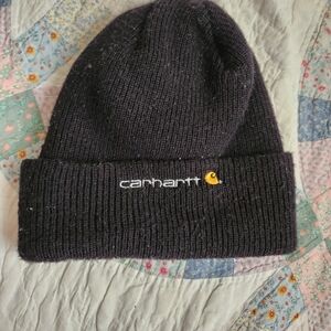 Carhartt Black Embroidered Logo Beanie Hat